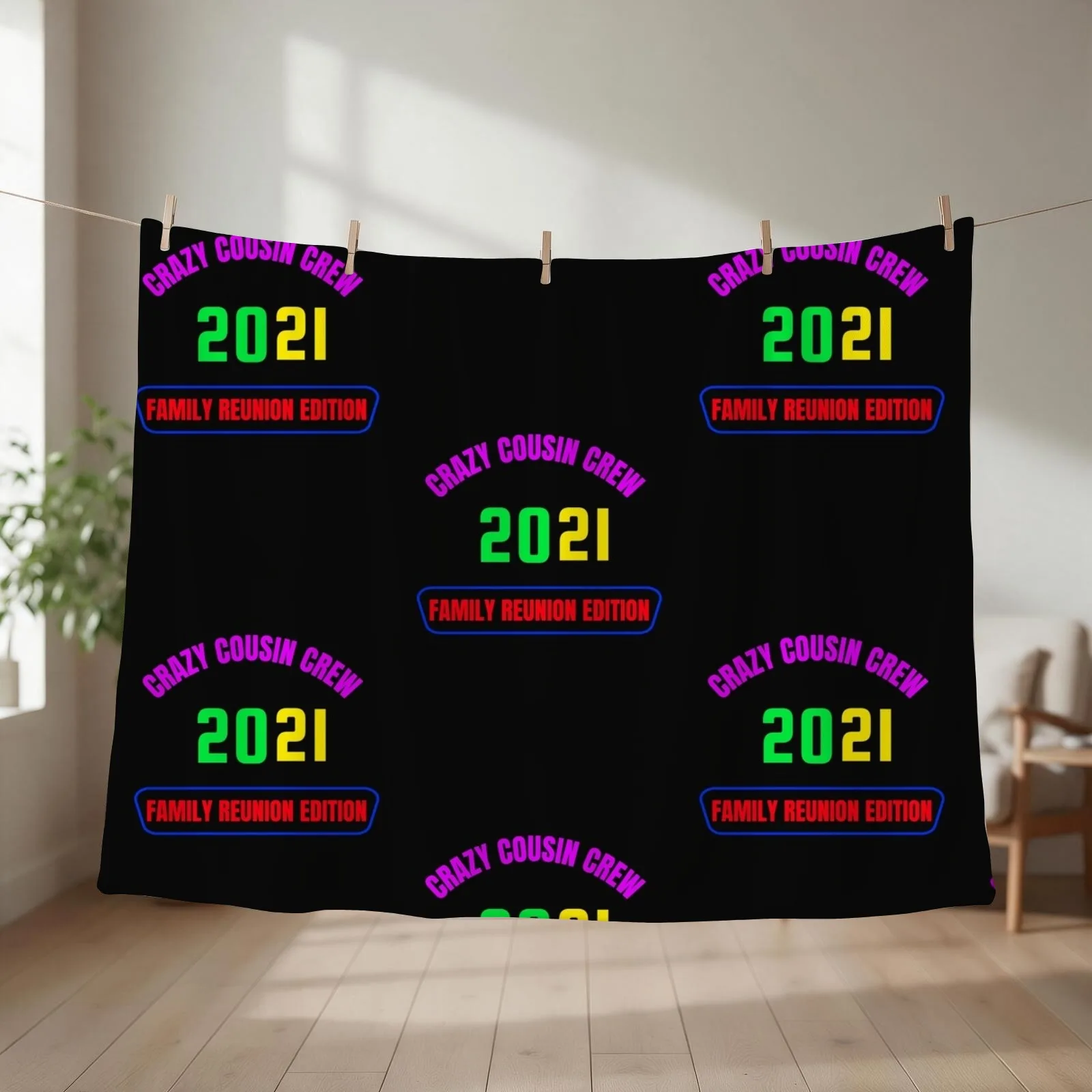 Crazy Cousin Crew Family Reunion Edition Throw Blanket couch cozy soft plush fuzzy picnic outdoor blanket