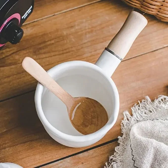 Milk Pot Pan Clay Cooking Classic Non Stick Mini Coffee Enamel Cast Iron Dutch Oven With Single Wooden Handle view 4