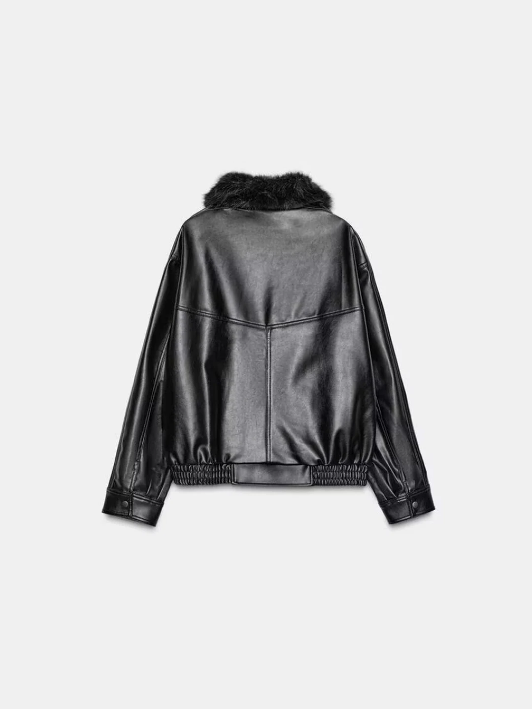 Detachable Fake Fur Collar Leather Jacket Yellow Stone Dad Style American Retro Women's Short Outerwear Commute Style Loose Fit view 5