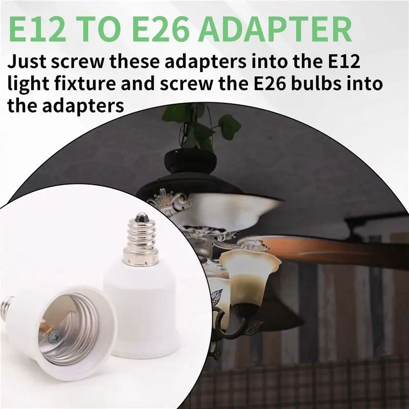 48 Pack E12 To E26 Adapter E12 Light Socket To Medium Base E26 E27 Converter Light Socket Adapter Chandelier Socket