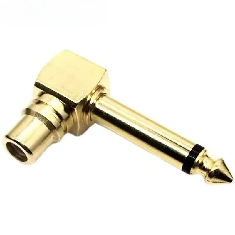 4pcs RCA Female Jack to 1/4 inch Mono Male Plug Right Angle Audio Adapter gold for converting a RCA plug into 6.35mm