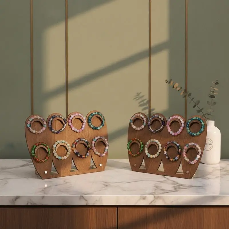 Simple Wood Bracelet Tray Bangle Organizer Jewelry Display Holder Storage Case Necklace Earring Ring Accessory Showcase Gift