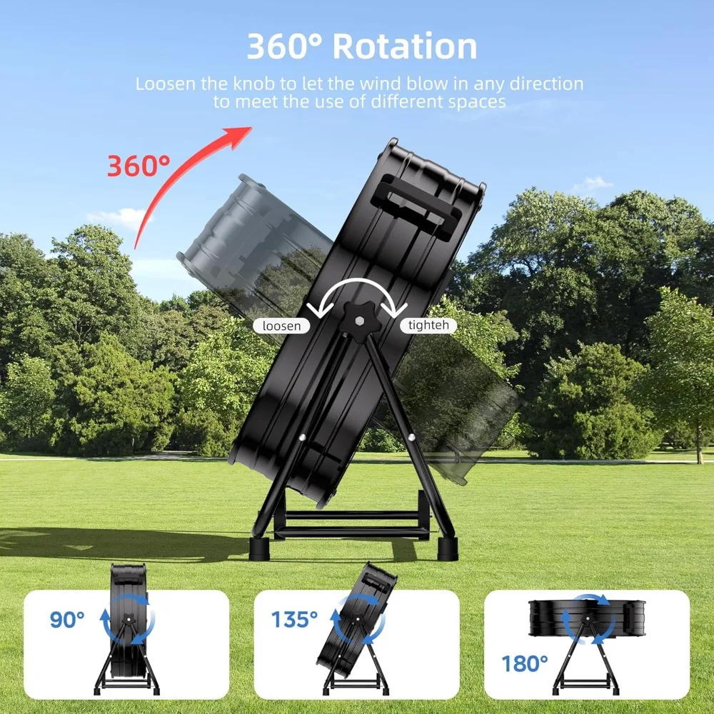 30 Inch High Velocity Heavy Duty Metal Drum Fan,14000 CFM Industrial Floor Fan With 360°Adjustable Tilt,Outdoor Standing Fan