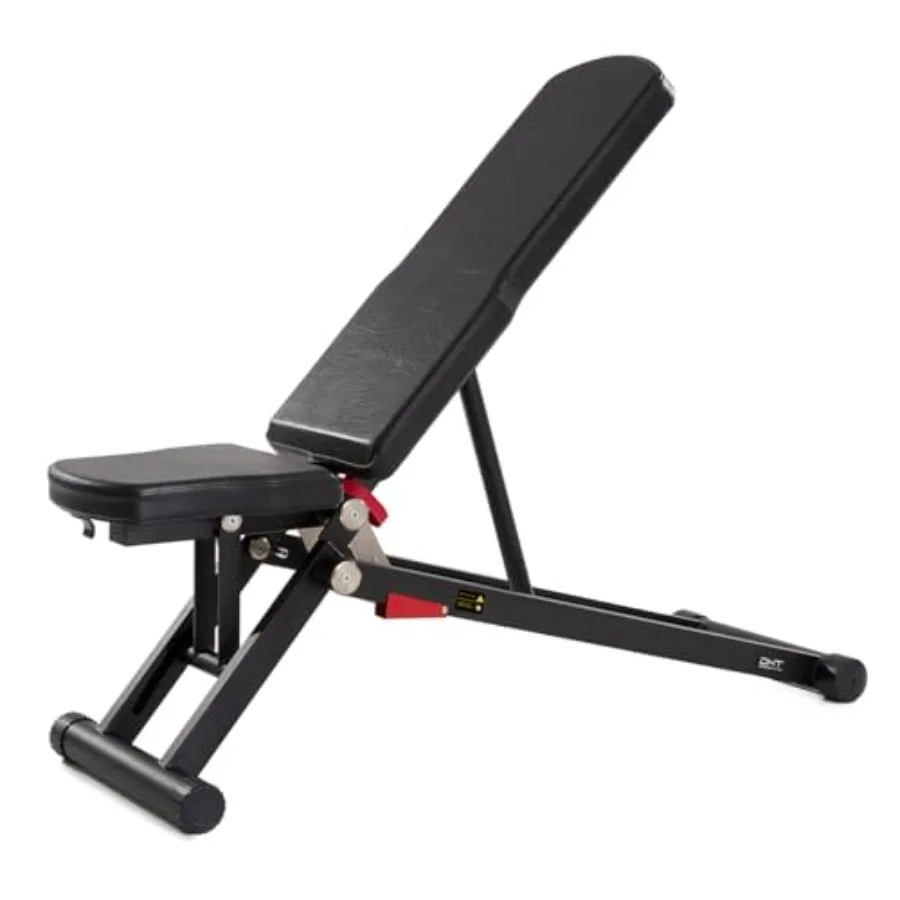 

Home gym adjustable weight bench with fast folding, incline/decline functionality for full-body workouts, black steel construct