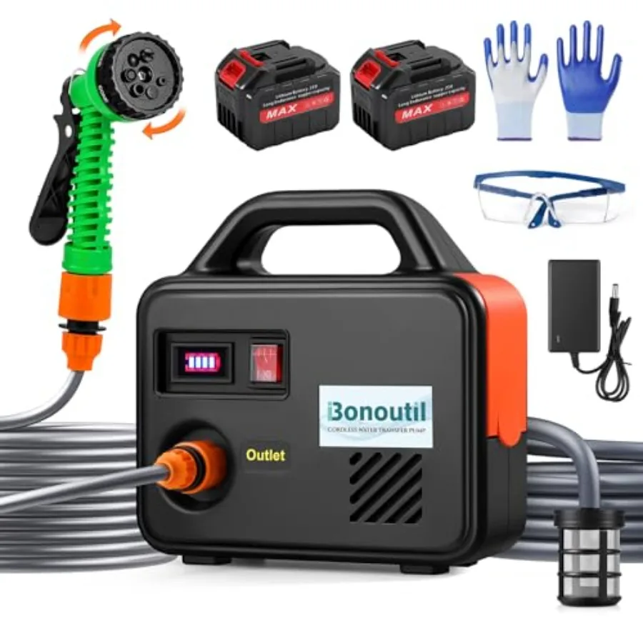 

Аккумуляторная водяная помпа 21В, 240 галлонов/час, с 7 режимами распыления для полива сада, мойки автомобилей, аквариумов и надувных изделий