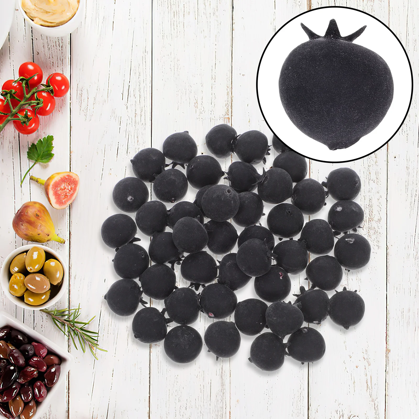 

50Pcs Simulation Blueberries Models Fake Fruit for Photography Props Vivid Blueberry Ornaments Artificial Decor 2cm Realistic