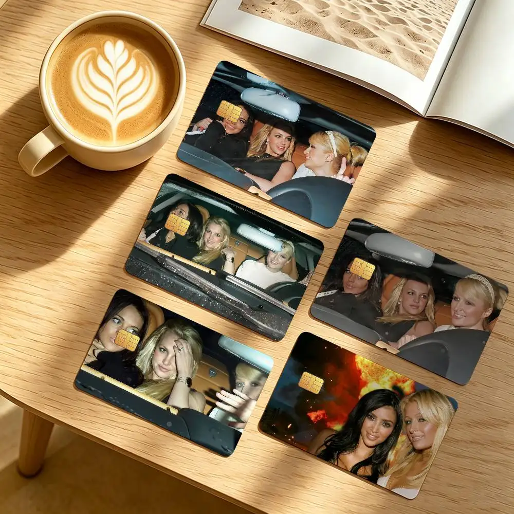 Paris Britney Lindsay Waterproof Anti-Scratch Card Skin Stickers 4Pcs Stylish Decor Covers for Credit & Debit Cards
