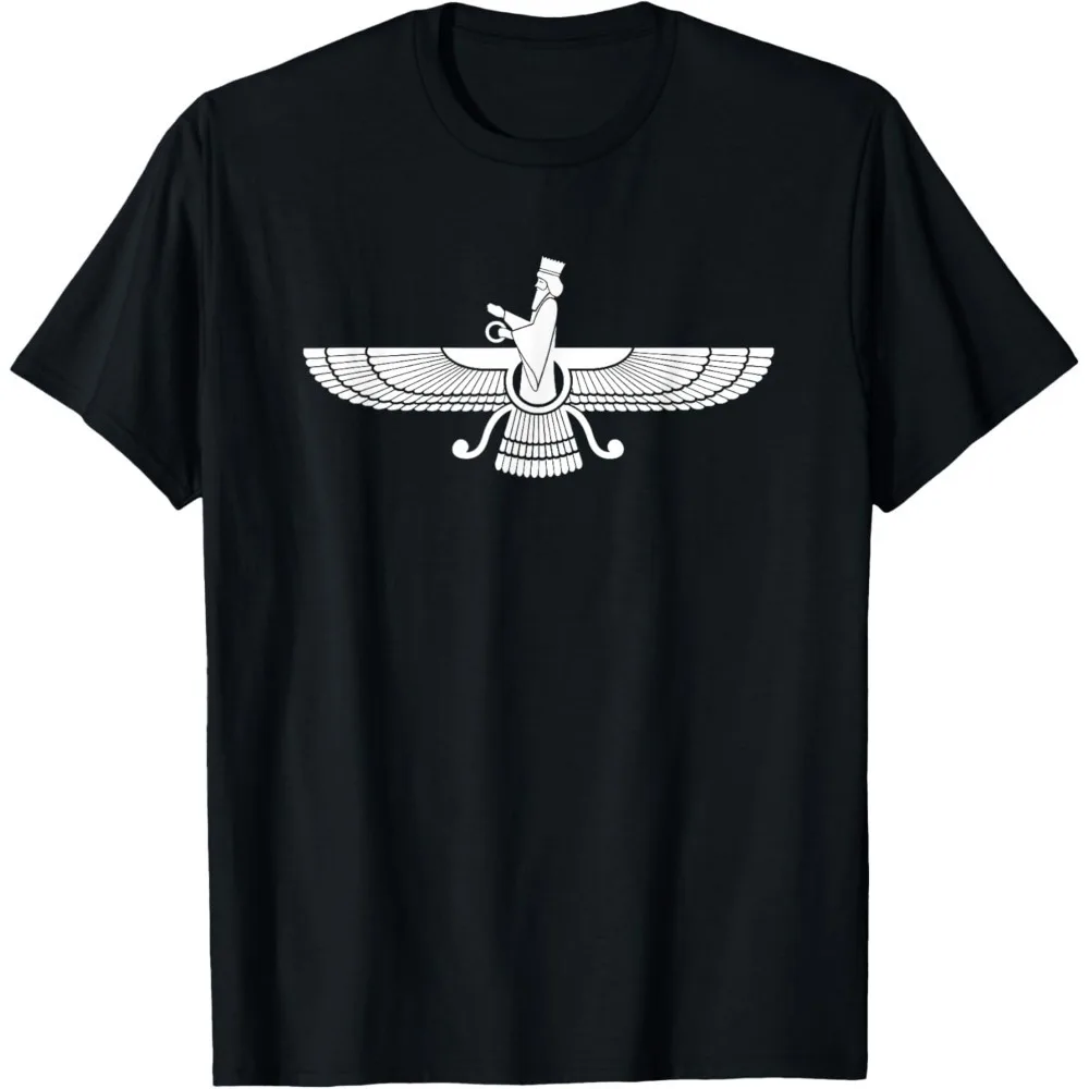 Faravahar Zoroastrian T Shirt Persian Iran Ancient Symbol Cotton Short Sleeve Graphic Tee Men Women Casual Cultural Tops