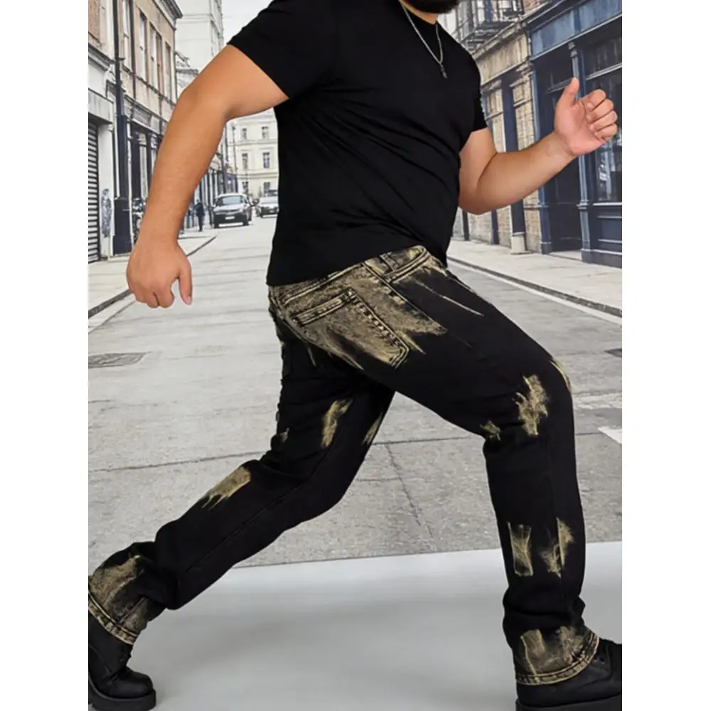 

Men's jeans, trendy streetwear brand, gradient color straight-leg denim pants, suitable for all seasons.