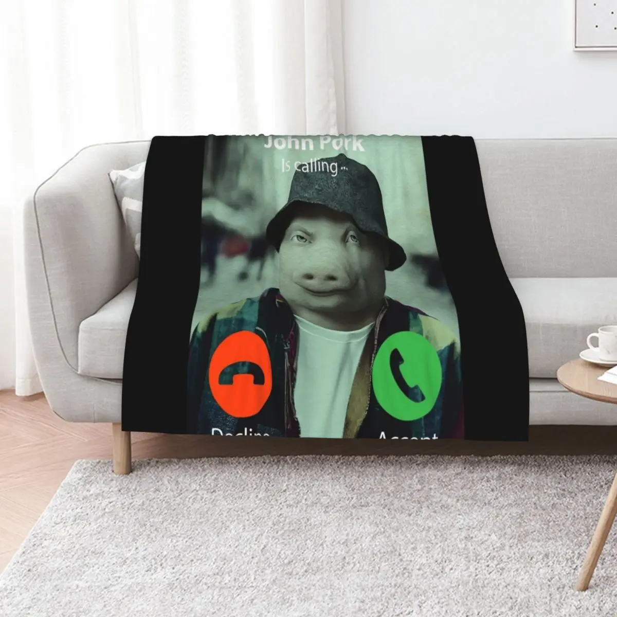 

John Pork, John Pork Is Calling Throw Blanket Comforter anime Vintage Sofa Throw Blankets