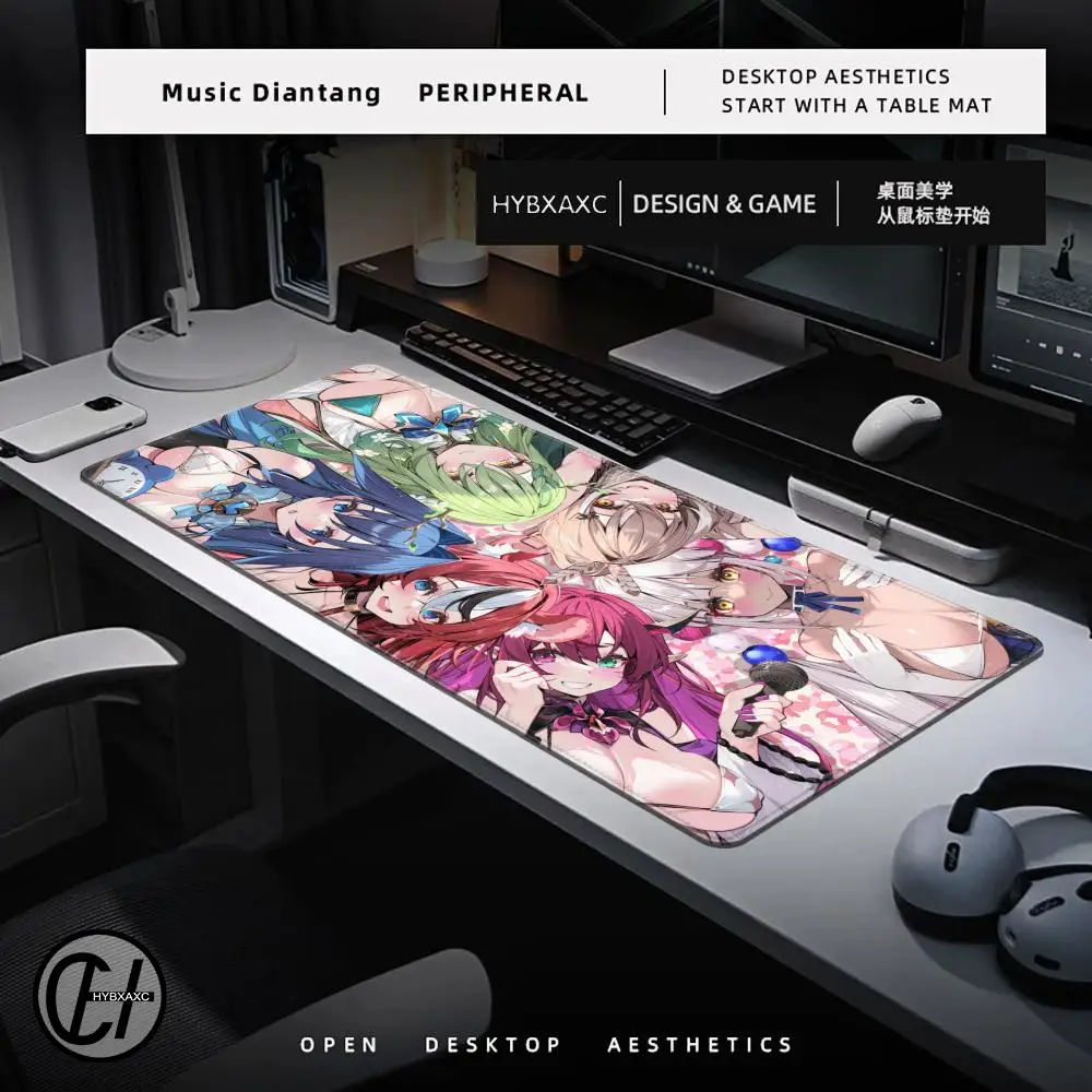 1200x600 Ouro Kronii Anime Hololive Girl Mousepad Large Gaming Mouse Pad Large LockEdge Computer Keyboard Table Desk Mat