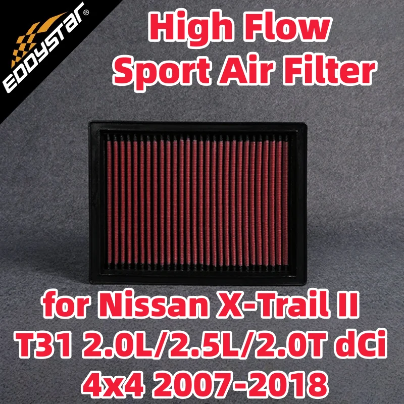 

Спортивный воздушный фильтр с высоким расходом для Nissan X-Trail II T31 2.0L/2.5L/2.0T dCi 4x4 2007-2018 моющиеся гоночные впускные фильтры