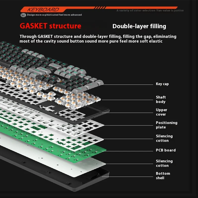 Imagem -06 - Teclado Mecânico com Junta Swappable Pbt Keycaps Hot Personalizado Jogos Escritório Mudo Presente Acessórios 104 Chaves Zt104