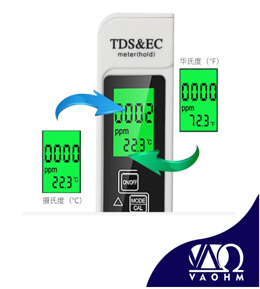 TDS water quality testing pen EC meter conductivity testing pen Celsius Fahrenheit temperature three in one drinking water test