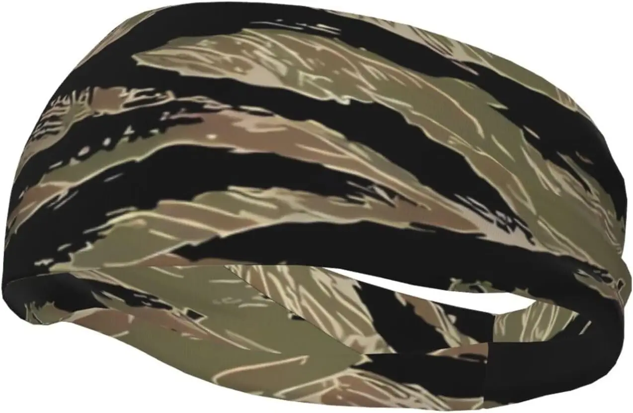

Tiger Stripe Camo Sport Headband for Women&Men - Moisture Wicking, Non-Slip Athletic Sweatband for Yoga, Gym, Tennis, Run