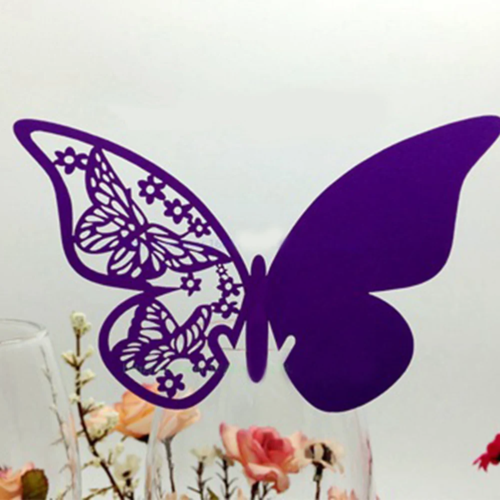 Borboleta Natal Acompanhante Decorativa, Mesa De Casamento, Copo De Vinho, Festival De Ano Novo, Cartão Do Lugar De Festa, Bar, 50pcs