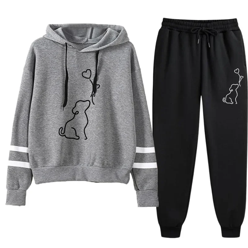 2026 Bestseller Damen-Trainingsanzug mit Kapuzenpullover, Schwarze Jogginghose, Urban Casual Mode Sportbekleidung, Niedliches Muster Hoodie-Jogger-Set – Detail 13