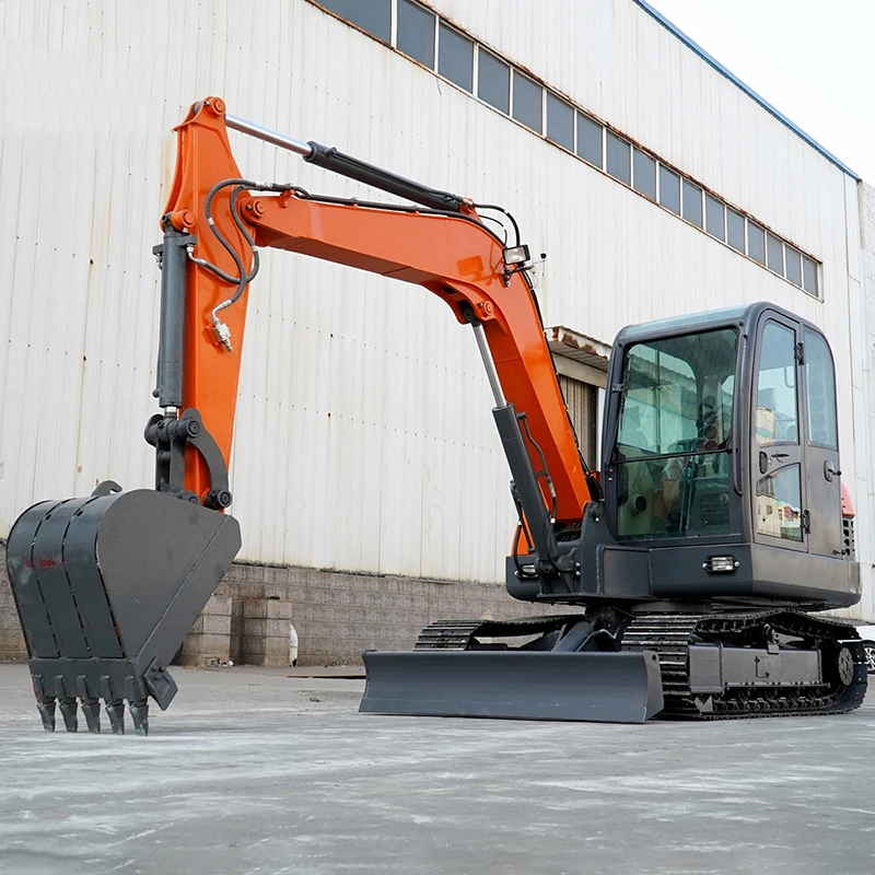 Large Earthmoving Excavator 6Ton Crawler Diesel Hydraulic Model Air Condition Cabin Highway Dam Mass Soil Digging Equipment