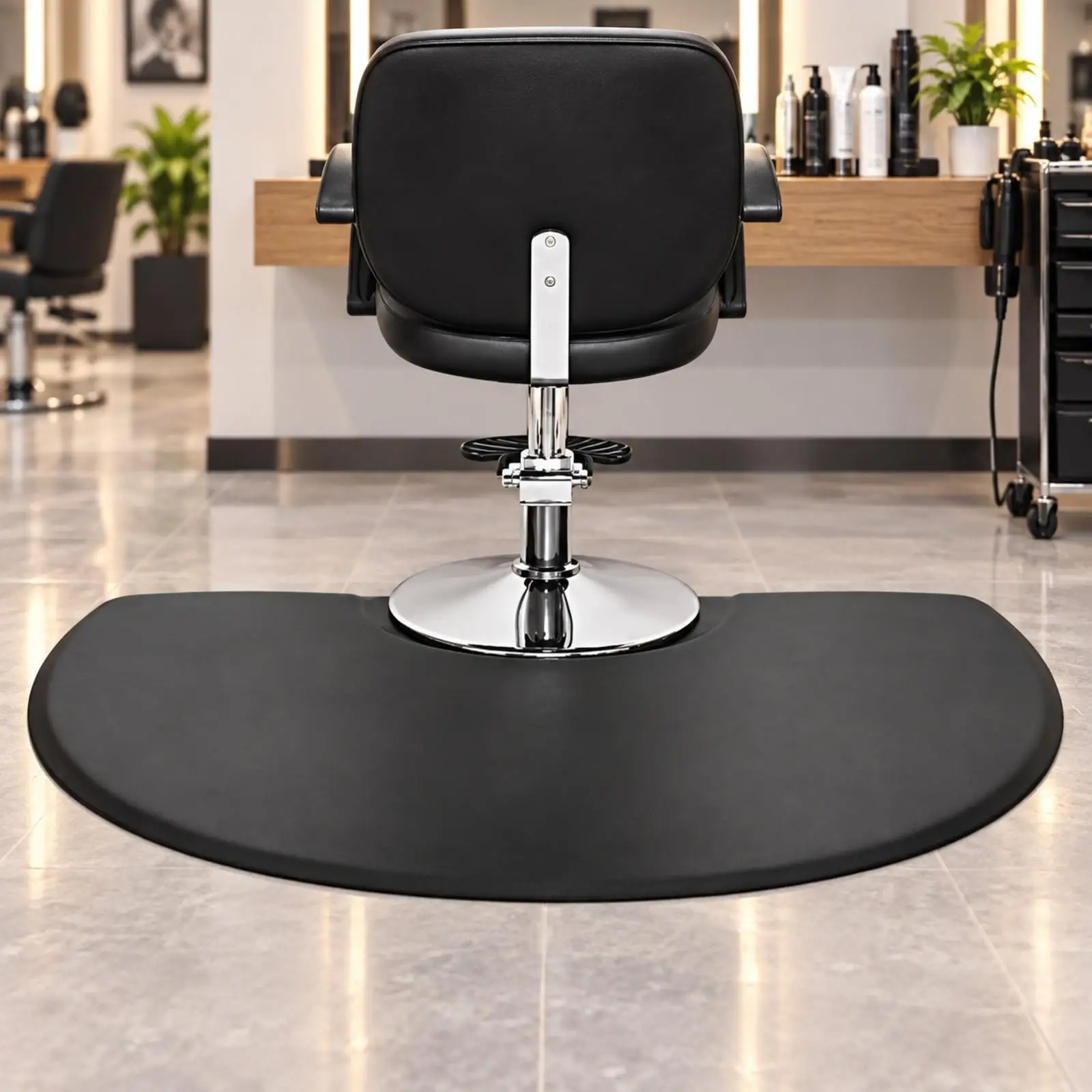 Semicircular Salon Floor Mat Cushioned Barber Chair Mat for Hairstylists, Hair Salons, Barbershops - view 6