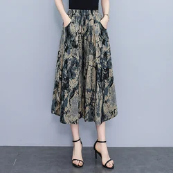 Summer Oversize Pants Elegant 2024 New Casual Wide Leg Pants Women Elastic Waist Summer Clothes High Quality