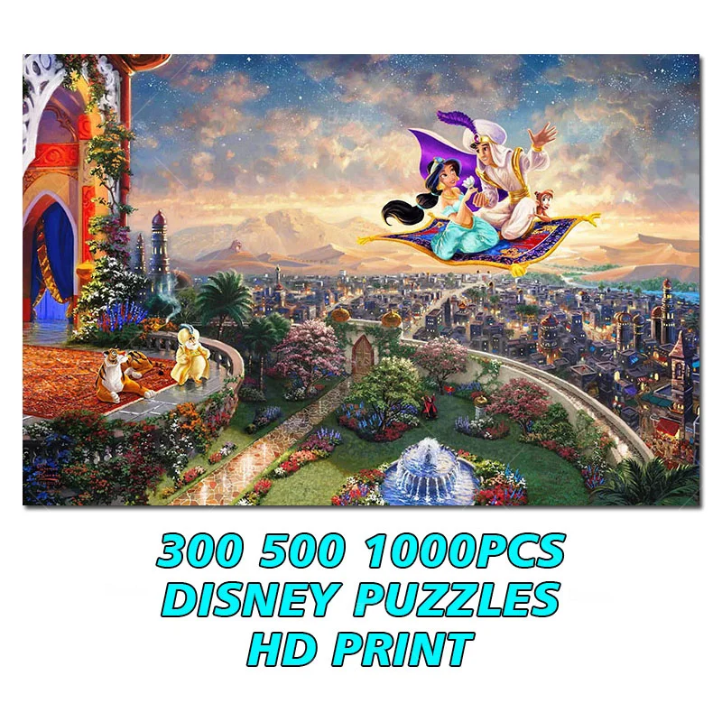 Disney Aladdin City Castle Flying Carpet Jasmine Scenery 300 500 1000PCS Paper Jigsaw For Kids Girls Friends Gift Like Ornament