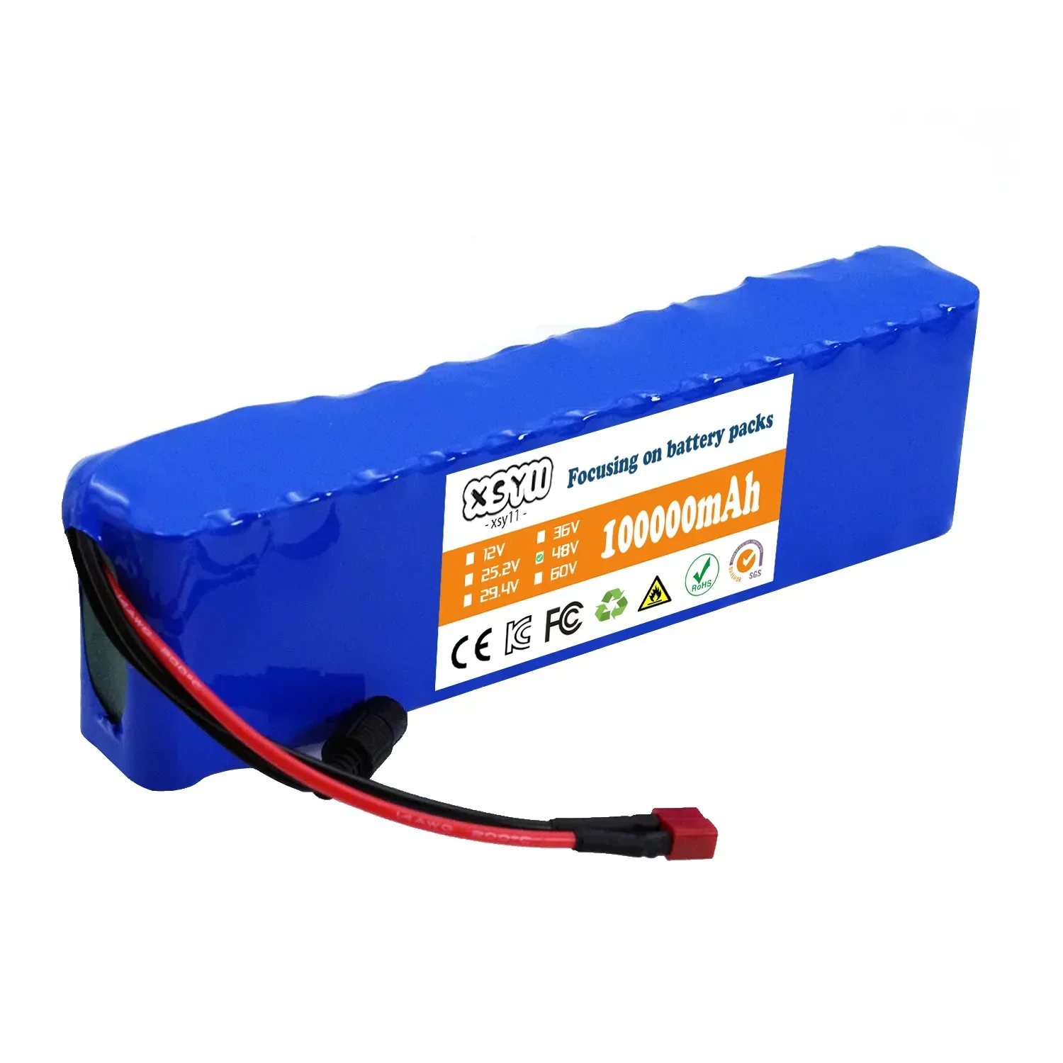 13S2P 48V 100Ah High Power 18650 Battery Electric Vehicle Electric Motorcycle DIY Battery with BMS + 54.6V 2A Charger