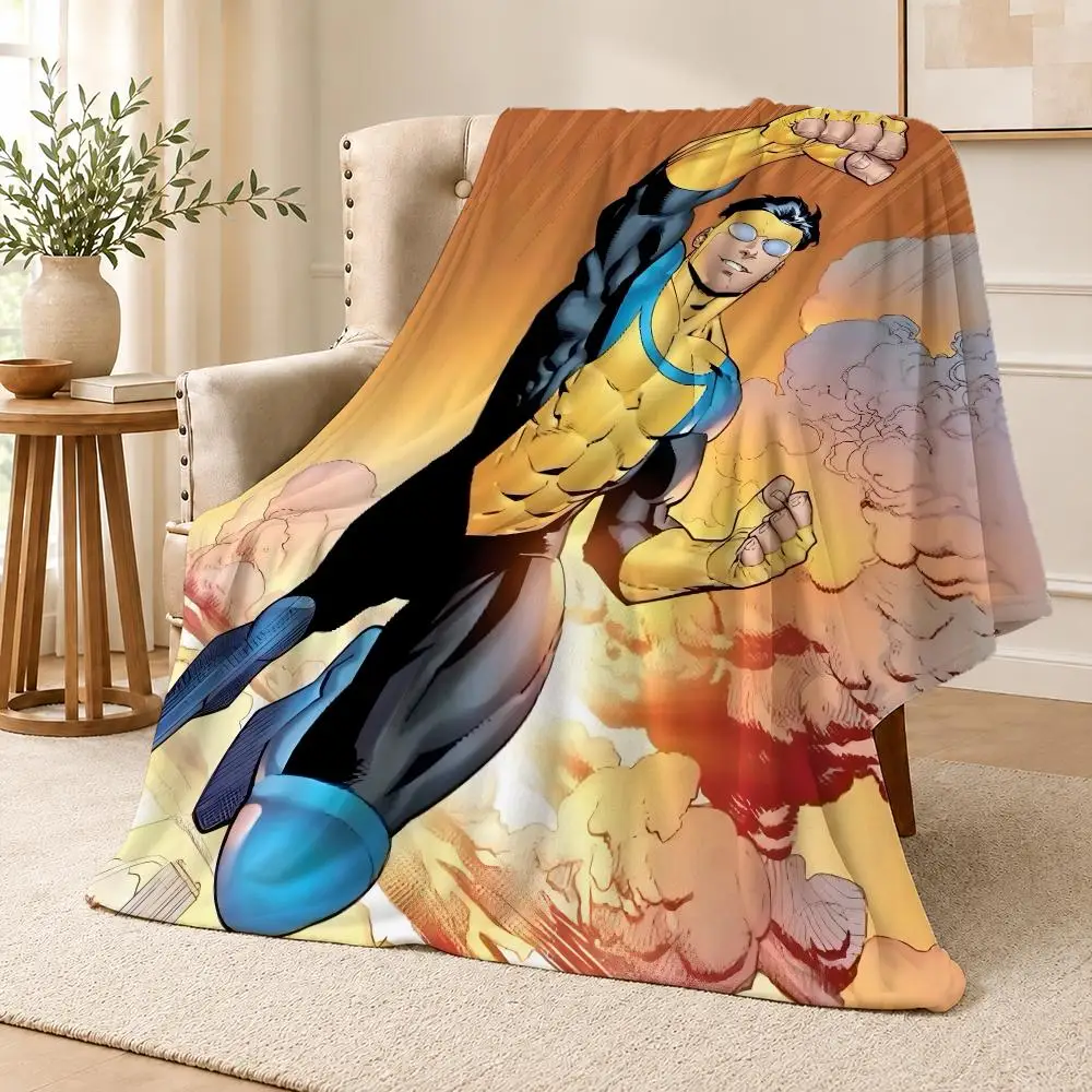 Comic I-Invincible Superhero Animation Throw Soft Flannel Throw Blanket for Couch Bed Sofa Warm Cozy Lightweight All Season