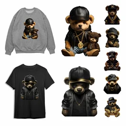 Iron-onSticker For Clothes DIY Bear Patch Cartoon Cool Trend T-shirt Hoodie Patch Jacket Heat Transfer Sticker Can Be Washed