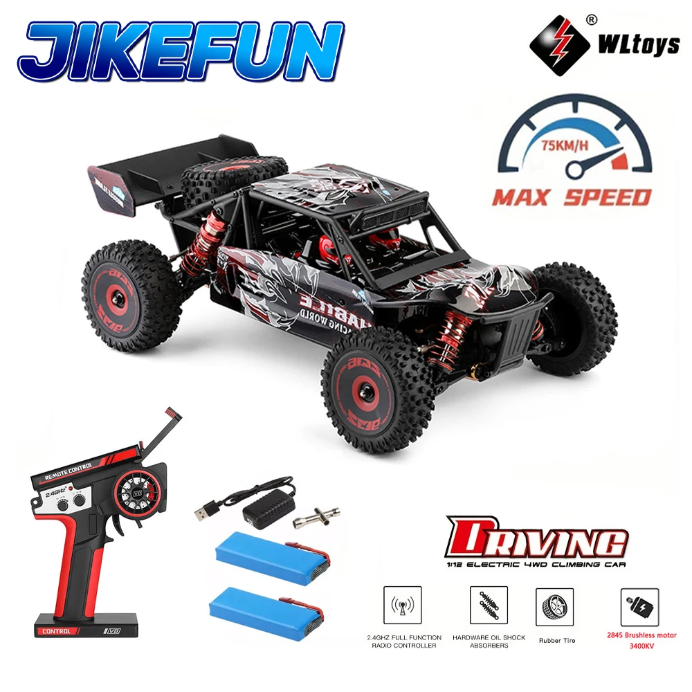WLtoys 124016 RC Auto 75km/h 4WD Offroad Hochgeschwindigkeits-Fernsteuerungstruck Elektrisches Drift-Kletter-Rennfahrzeug Spielzeug