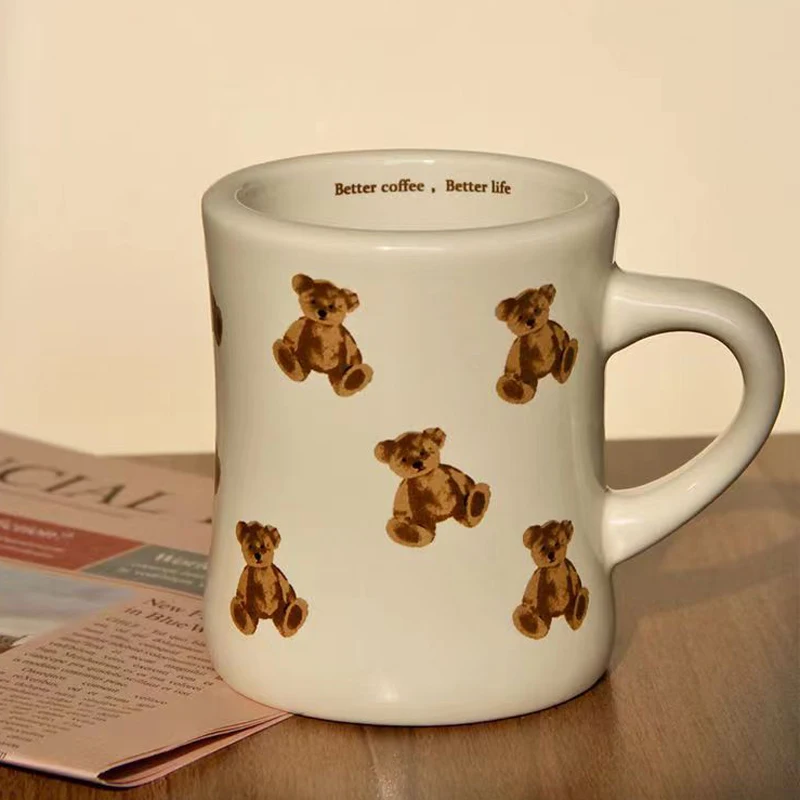 

Wudruncy Cute Bear Mug Vintage Creamy Ceramic Coffee Latte Cups Breakfast Milk Mugs Novelty Cup Gifts For Birthday Christmas