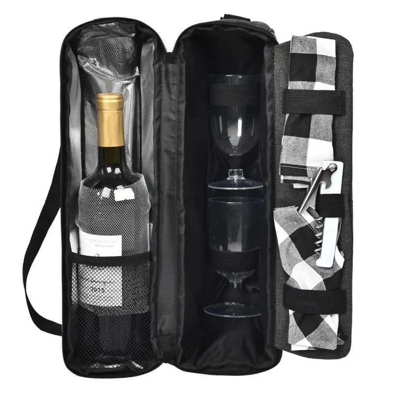 Luxury Wine Cooler Bag Portable Insulated Tote for Outdoor Camping Travel
