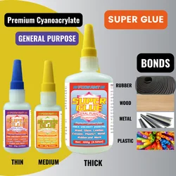 General Purpose Cyanoacrylate Adhesive FIXWANT Thin Medium Thick Liquid Super Glue for Various Surfaces