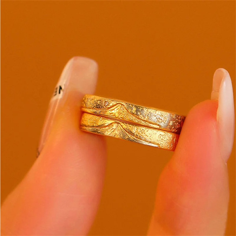 Popular Gold High Mountain Ring Men Jewelry High-Grade Texture Couple Rings 925 Sterling Silver Male Finger Accessories Size