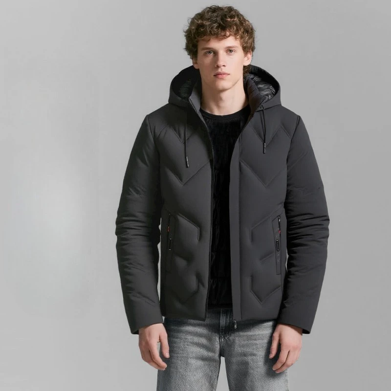 Fashion Trend Hooded Men Parkas Winter Thicken Warm Male Clothing Solid Color Comfortable Cotton Jackets All-match New Style