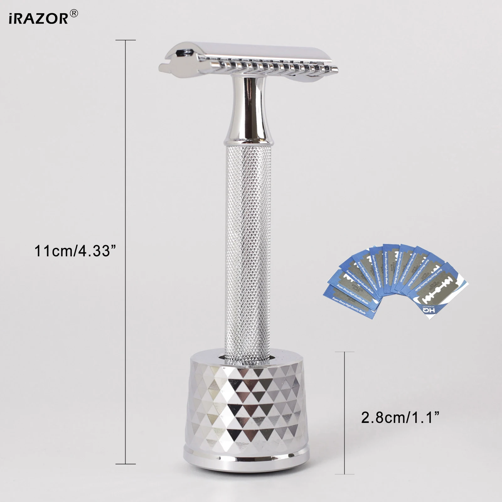 iRAZOR Men's Safety Razor for Shaving Classic Double Edge Shaver with 10 Blades Solid Brass Handle Razor Holder Included