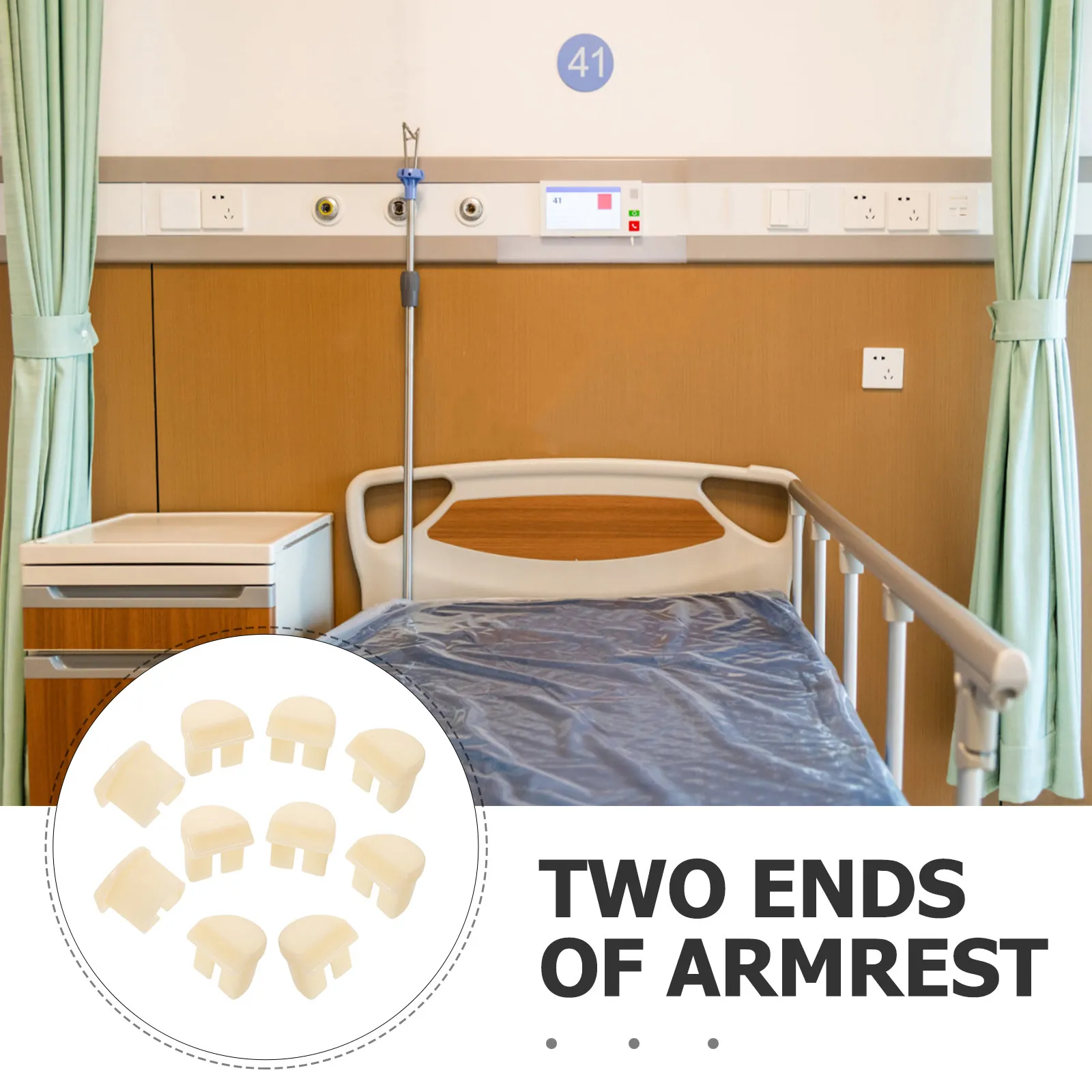 10Pcs Nursing Bed Rail Accessories Handrail End Caps for Hospital Beds Decorative Safety Rail Protectors for Elderly Patient