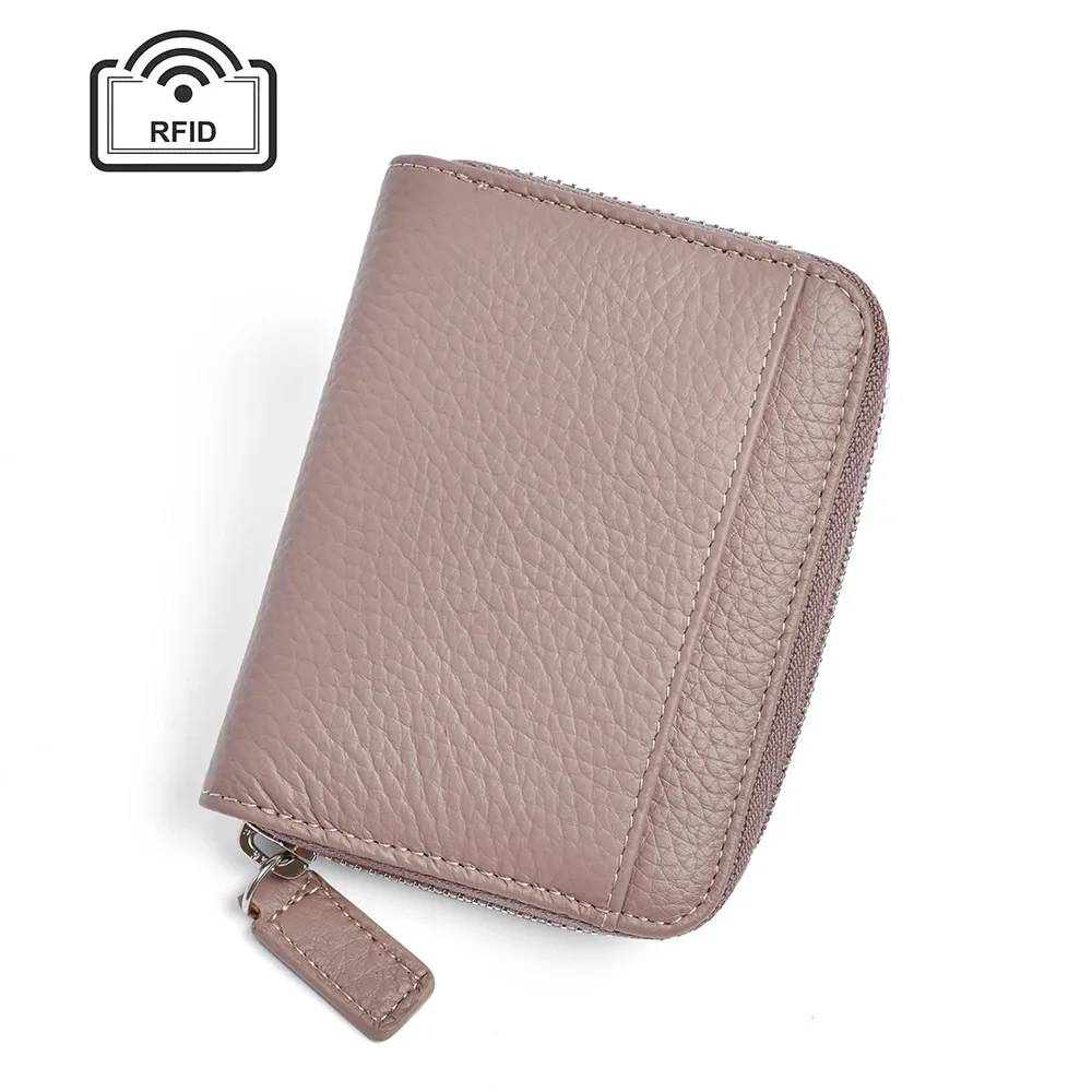 Korean Japan Style Simple RIFD Umisex Short Wallet 100% Genuine Cow Leather Business Credit Card Holder White Cowskin Coin Purse