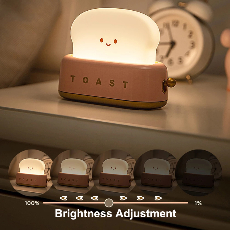  Bread Toast Table Light Toaster Nightlight Creative USB Rechargeable Led Lamp Decor Holiday Baby Bedroom For Birthday Gift 
