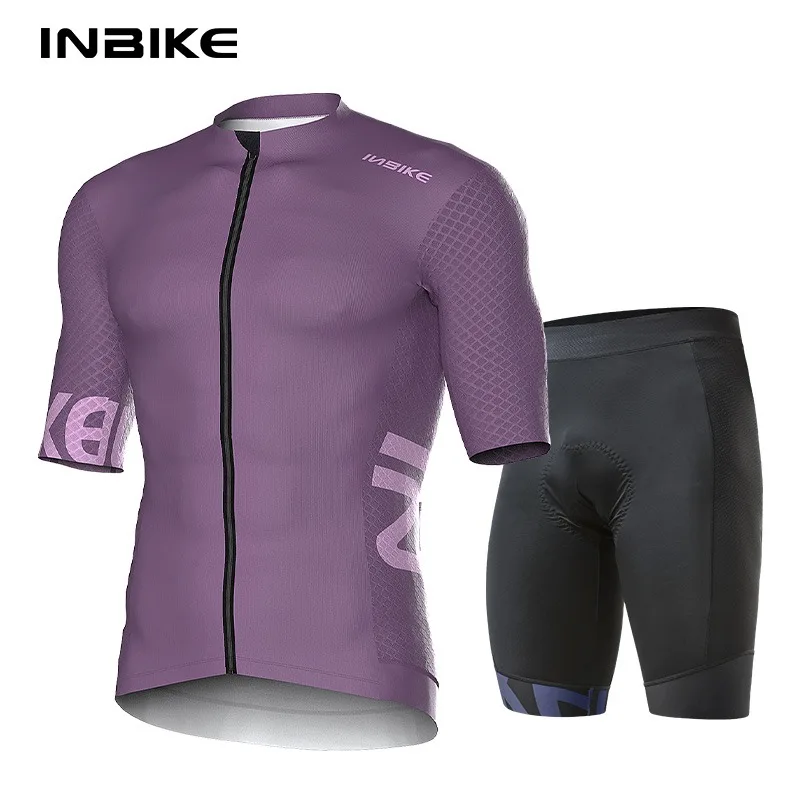 INBIKE Cycling Jersey Set Bicycle Short-Sleeved Shorts Suits for Men Quick-Drying Road Biking MTB Cycling Clothing with Pockets