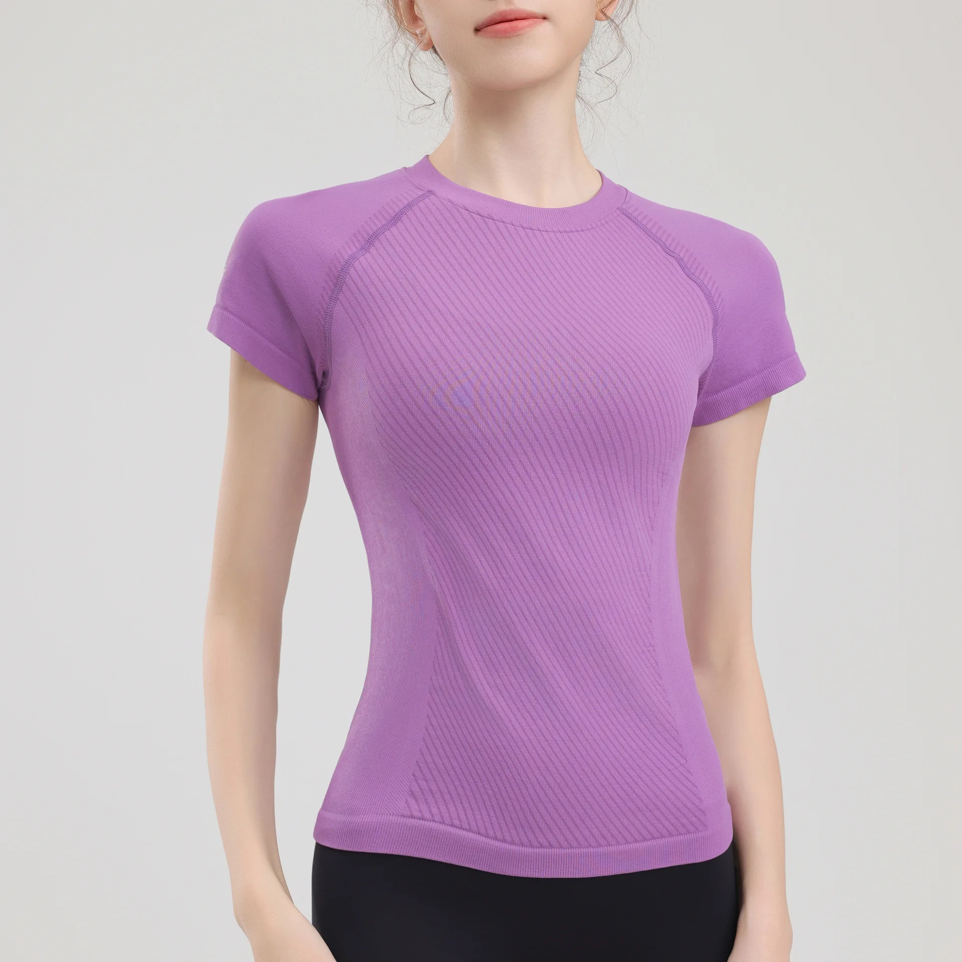 

Summer Fashion Quick Dry Yoga Clothing Sports Running Short Sleeve Temperament Top Dance Training Stretch Fitness Clothing Gym