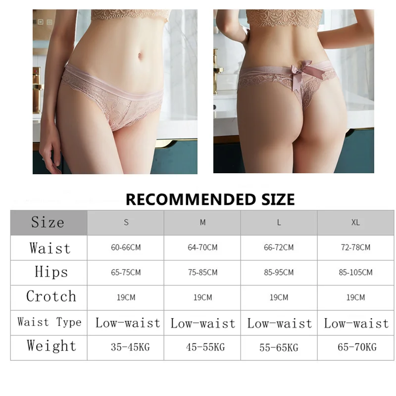 Cute Big Bow Girl thong Sexy Lace Women\'s Underwear Low Waist Seamless T-pants Temptation lifting buttocks Female G-string