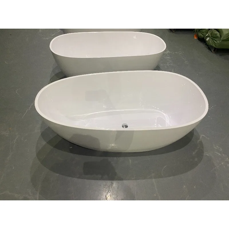Direct Free Stand Faucet Egg Shaped Artificial Stone Bathtub Solid Surface Oval Bathtub Shaped Bathtub For Sale