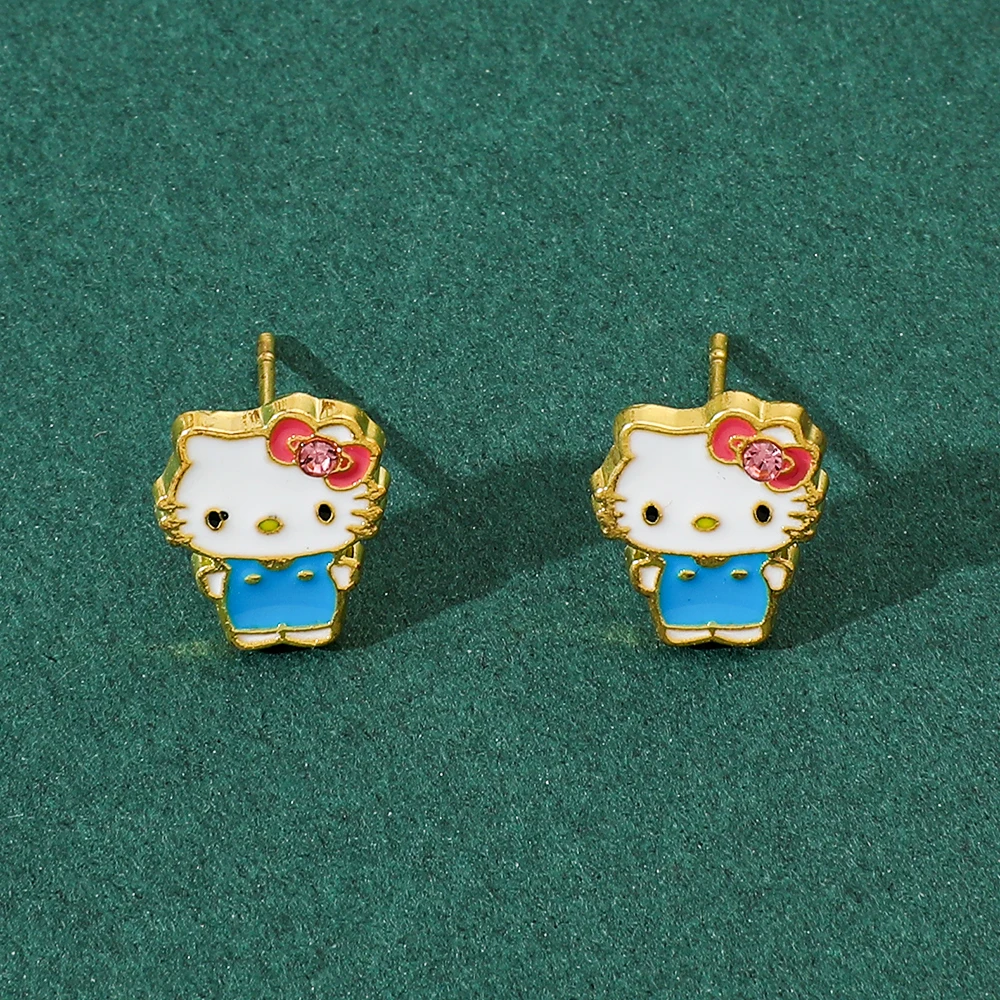 Sanrio Cartoon Anime Hello Kitty Earrings Fashion Cute Kuromi Ear Studs For Women Girls Jewelry Accessories Gifts