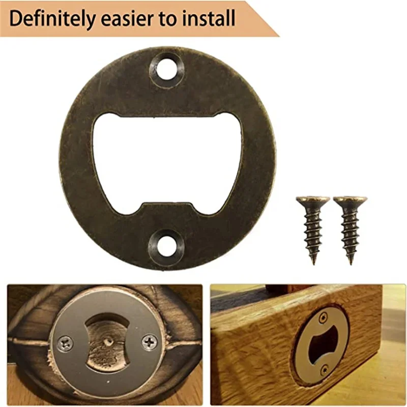 Bottle Opener Inserts Kit Stainless Steel Round Bottle Opener Inserts with Screws and Screwdriver for Bottle Opener DIY Mould