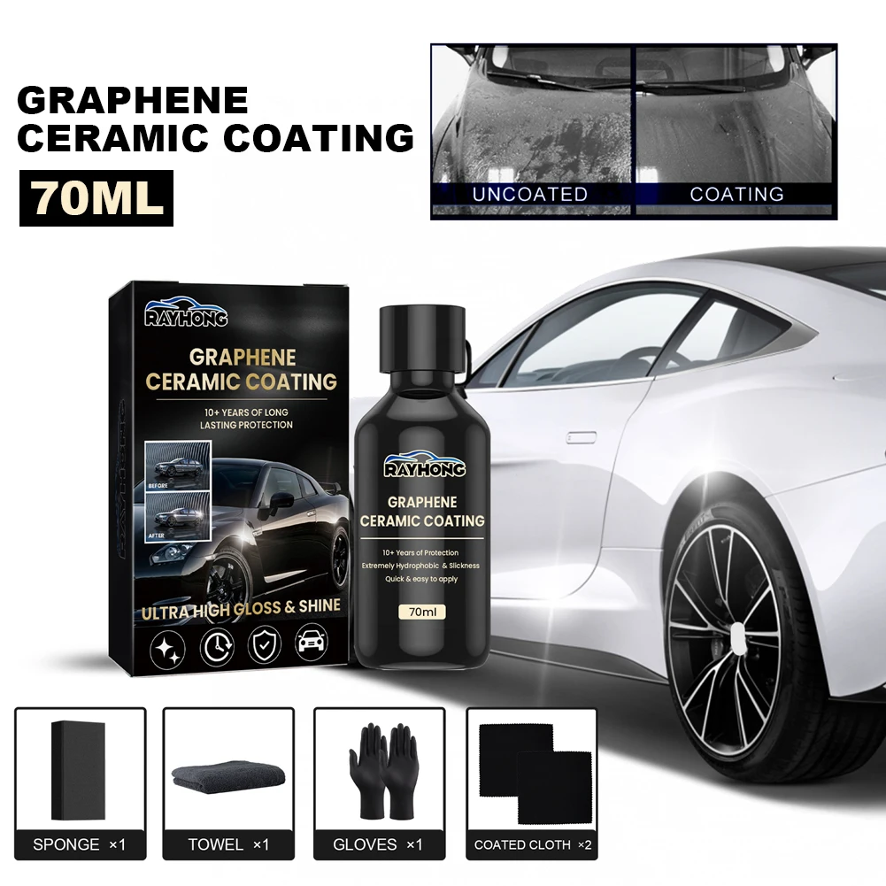 Revestimento líquido anti-riscos para cuidados com a pintura do carro, tecnologia avançada, manutenção super hidrofóbica, brilho UV, detalhamento do carro, revestimento cerâmico, 70ml