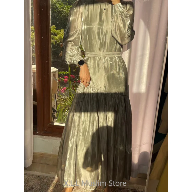 Eid Ramadan Moslim VROUWEN mode elegante geplooide A-lijn jurk abaya Dubai Luxe Marokko kaftan gewaad casual feestjurken Lady