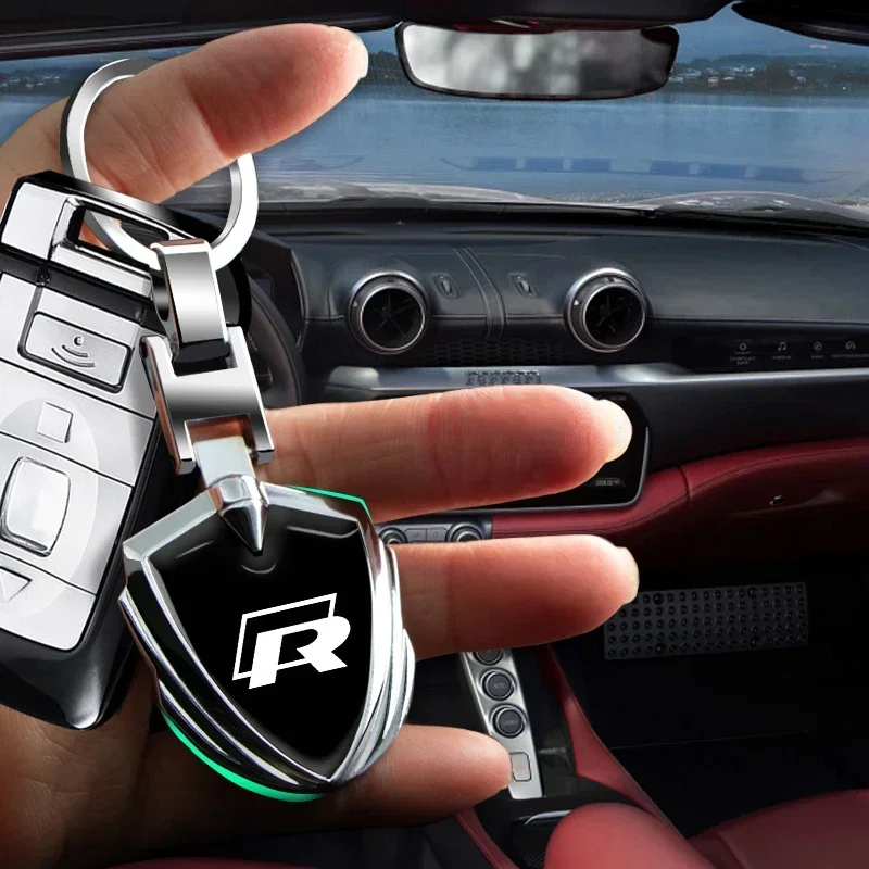 Car Logo Stying 3D Metal Key Rings Shield Shaped Keychain For VW GTI Polo Golf Passat Tiguan Arteon Touareg CC Taigo Caddy