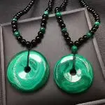 Unit One Piece Natural Green Malachite Gemstone Crystal Chinese Style Pingan Lucky Necklace Pendant For Jewelry Gift