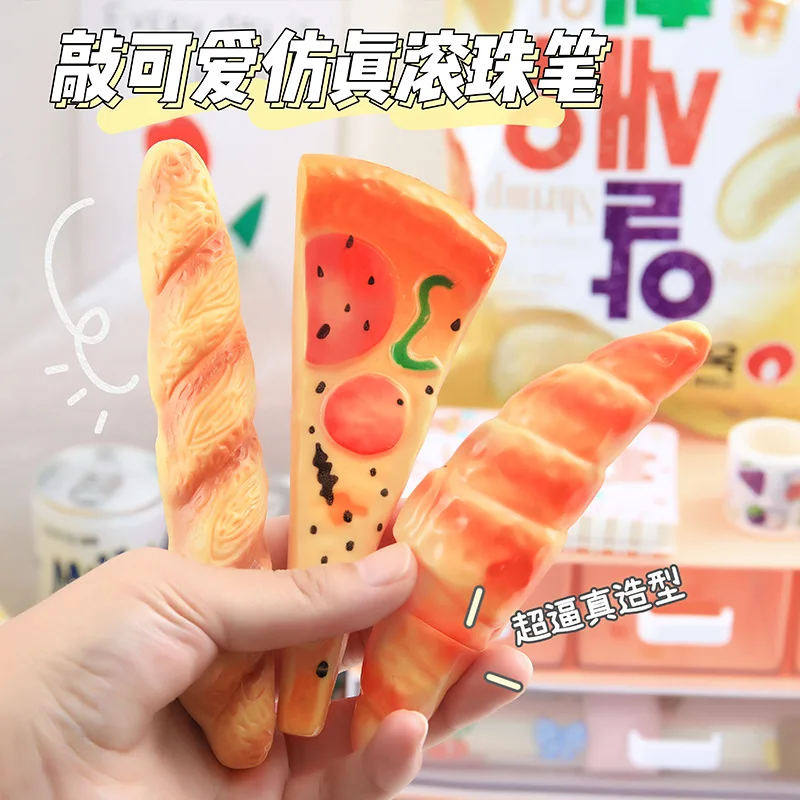 Creative Pizza Ballpoint Pen Garden Croissant Refrigerator Sticker Craft Pen Student Gift Stationery