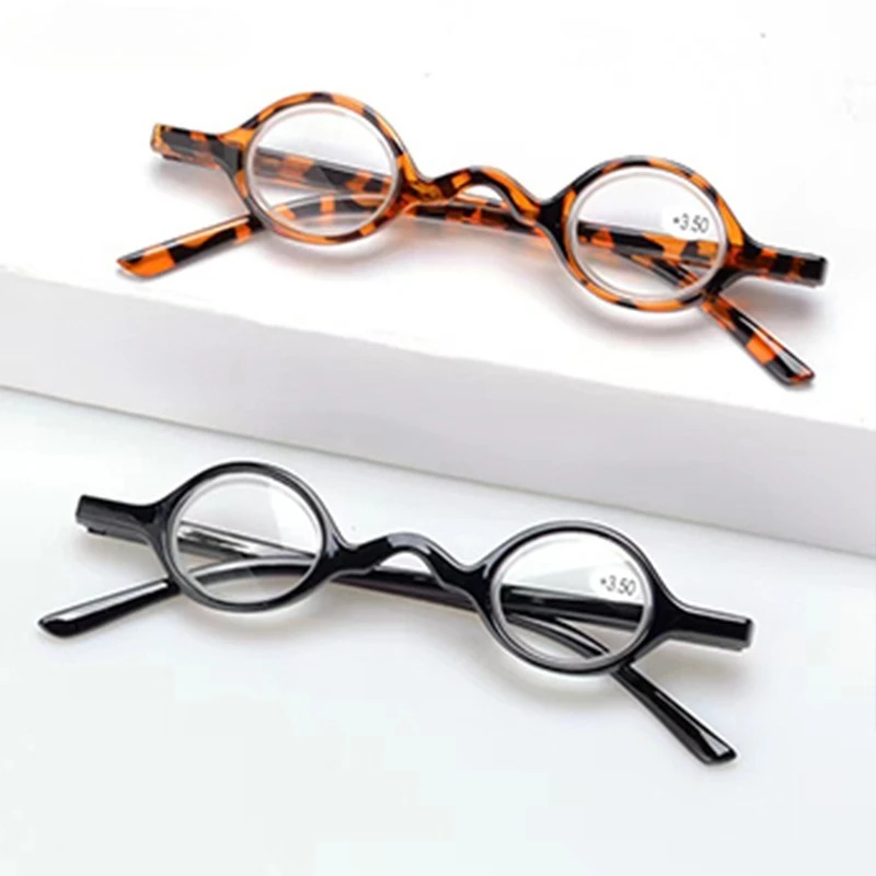 Kleine Lesebrille mit rundem Rahmen und personalisiertem Mini-Retro-Stil für Männer und Frauen, modische Lesebrille mit Federbeinen